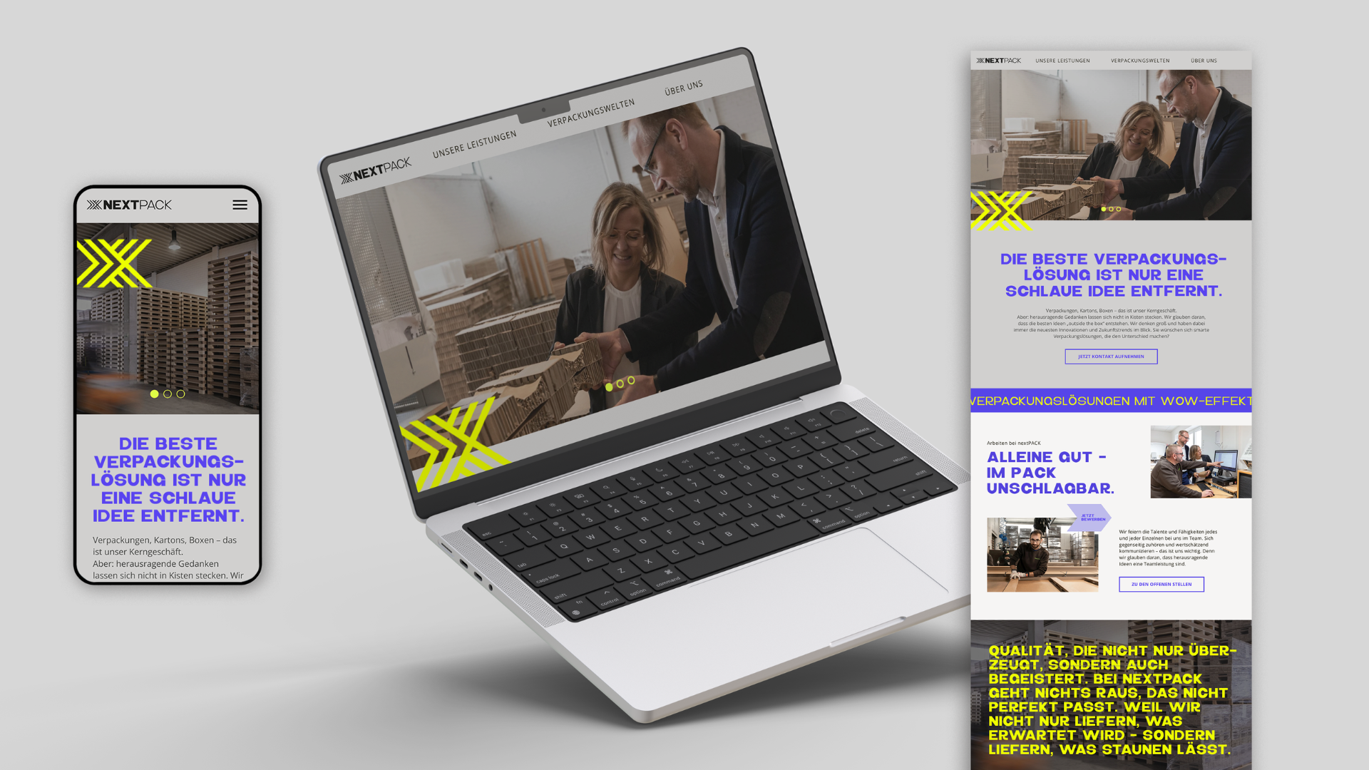 Nextpack Website-Relaunch nach dem Rebranding durch Brainfunck